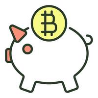 porcin banque avec crypto-monnaie bitcoin coloré icône ou logo élément vecteur