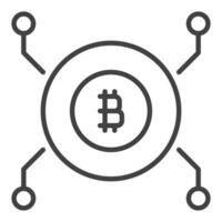 cercle avec bitcoin signe crypto devise linéaire icône ou logo élément vecteur
