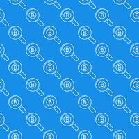 loupe avec bitcoin signe crypto-monnaie chercher sans couture modèle dans mince ligne style vecteur