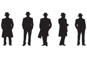 noir silhouette groupe de homme vecteur