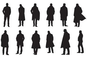 noir silhouette groupe de homme vecteur