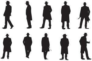 noir silhouette groupe de homme vecteur