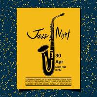 affiche main tiré saxophone ouvrages d'art le jazz nuit vivre la musique ou fest événements verticale art conception. vecteur