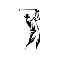 Facile silhouette illustration de une la personne frappe le golf vecteur