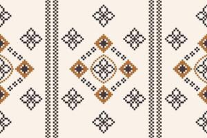 traditionnel ethnique motifs ikat géométrique en tissu modèle traverser point.ikat broderie ethnique Oriental pixel marron crème Contexte. résumé, illustration. texture, écharpe, décoration, papier peint. vecteur