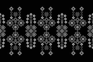 traditionnel ethnique motifs ikat géométrique en tissu modèle traverser point.ikat broderie ethnique Oriental pixel noir arrière-plan.abstrait, illustration. texture, écharpe, décoration, papier peint. vecteur