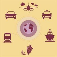 transport Icônes ensemble, transport symbole illustration. voiture, former, bateau, avion, Taxi, moto. vecteur