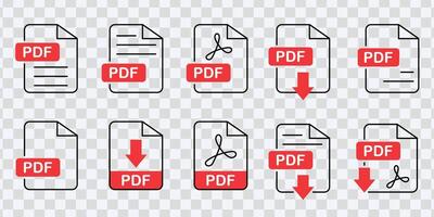 illustrant pdf fichier format symboles, idéal pour Télécharger boutons, représentant texte, image vecteur