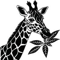 girafe avec feuilles , vecteur