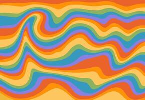sensationnel arc en ciel fluide vagues Contexte. psychédélique rétro abstrait toile de fond. courbe coloré rayures conception dans 60-70 hippie style. trippant froussard déformé toile de fond vecteur