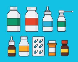 ensemble de médicament bouteilles capsules illustration vecteur