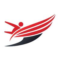 une rouge et noir logo avec une la personne dans mouvement, une minimaliste conception cette capture le la vitesse de une Piste et champ équipe vecteur