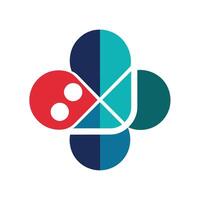 logo avec deux cercles dans bleu et rouge couleurs, conçu pour une pharmaceutique entreprise avec une nettoyer et minimaliste esthétique, développer une nettoyer et minimaliste conception pour une pharmaceutique entreprise logo vecteur