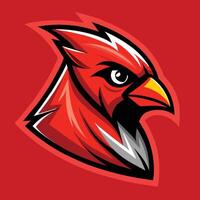 une lisse cardinal oiseau des stands en dehors contre une vibrant rouge Contexte dans cette frappant image, lisse cardinal mascotte logo vecteur