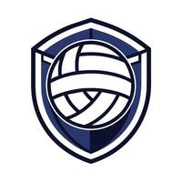 une volley-ball Balle en toute sécurité logé dans une bouclier emblème, idéal pour une volley-ball équipe logo conception, une faire le ménage, minimaliste emblème pour une volley-ball équipe, minimaliste Facile moderne logo conception vecteur