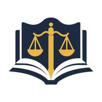 une livre avec une échelle de Justice mis sur haut, symbolisant loi et justice, nettoyer et Facile représentation de une loi livre, minimaliste Facile moderne logo conception vecteur