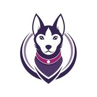 une chien portant une collier, isolé sur une plaine blanc arrière-plan, élégant logo incorporation une stylisé animal de compagnie collier conception, minimaliste Facile moderne logo conception vecteur