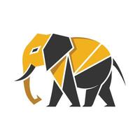 l'éléphant avec frappant Jaune et noir modèle sur ses peau, permanent majestueusement, artisanat une minimaliste logo en utilisant seulement une peu éléments à transmettre le essence de un l'éléphant vecteur