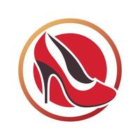 une classique rouge haute talon chaussure avec une haute talon, en bonne place mis en valeur, conception une minimaliste logo avec une classique paire de haute talons vecteur