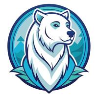 une blanc polaire ours entouré par une bleu cercle, illustré polaire ours logo, exquis illustré polaire ours logo vecteur