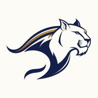 une sophistiqué minimaliste logo avec une tigres tête dans blanc et bleu couleurs, élégant minimaliste puma logo, sophistiqué logo vecteur