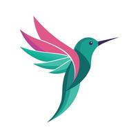 une vibrant colibri avec coloré plumes gracieusement mouches par le air, simpliste conception de une colibri dans une minimaliste logo, minimaliste Facile moderne logo conception vecteur