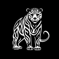 léopard - noir et blanc isolé icône - illustration vecteur