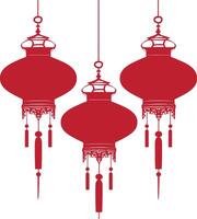 asiatique chinois traditionnel lanterne rouge Couleur seulement vecteur