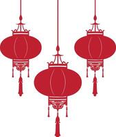 asiatique chinois traditionnel lanterne rouge Couleur seulement vecteur