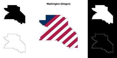 Washington comté, Oregon contour carte ensemble vecteur