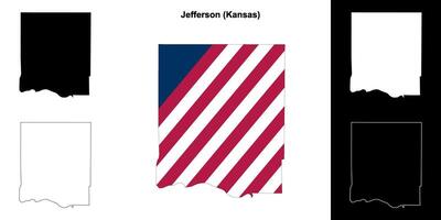 Jefferson comté, Kansas contour carte ensemble vecteur