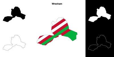 Wrexham Vide contour carte ensemble vecteur