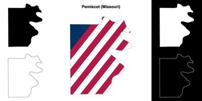 Pémiscot comté, Missouri contour carte ensemble vecteur