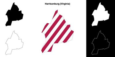 Harrisonburg comté, Virginie contour carte ensemble vecteur