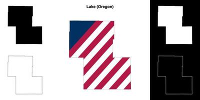 Lac comté, Oregon contour carte ensemble vecteur