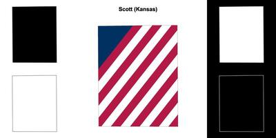 Scott comté, Kansas contour carte ensemble vecteur