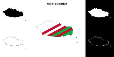 vallée de glamorgan Vide contour carte ensemble vecteur