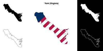 york comté, Virginie contour carte ensemble vecteur