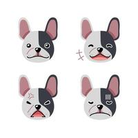 ensemble de mignonne personnage mignonne français bouledogue visages montrant différent émotions vecteur