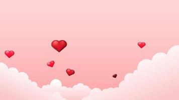 3d l'amour cœur réaliste style pour bannière Cadre. romantique 3d l'amour salutation carte modèle. vecteur