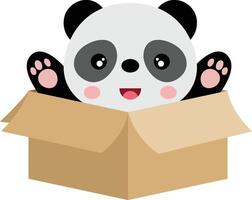 mignonne Panda dans papier carton boîte vecteur