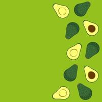 Avocat moitié modèle Contexte vert en bonne santé nourriture Naturel ensemble vecteur