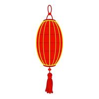 une chinois rouge papier lanterne, rappelant de culturel richesse et de fête atmosphère. une de fête Festival pour bien chance. lune festival, allongé ovale et décoratif fins. isolé vecteur