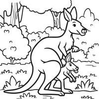 kangourou coloration pages. kangourou animal contour pour coloration livre vecteur