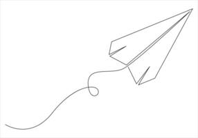 continu un ligne dessin de papier avion en dehors ligne art illustration vecteur