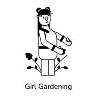 branché fille jardinage vecteur