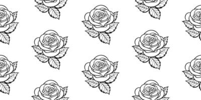 sans couture modèle avec des roses et feuilles. sans couture modèle avec fleurs. noir et blanc illustration. vecteur