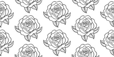 sans couture modèle avec noir et blanc des roses. illustration. vecteur
