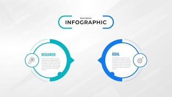 deux étape infographie étiquette conception modèle avec ligne Icônes. processus pas diagramme, présentations, flux de travail mise en page, bannière, couler graphique, Info graphique illustration. vecteur