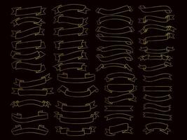 d'or Couleur ruban éléments. or contour moderne Facile rubans collection. plat bannière ruban pour décoratif conception. rubans, bannières, insignes, Étiquettes conception éléments. vecteur